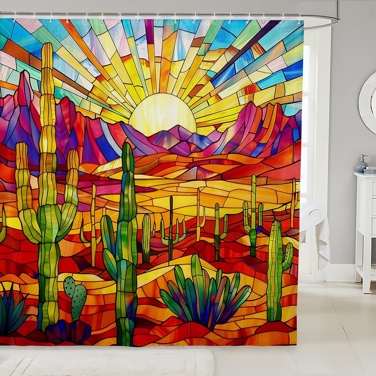 Manfei tropical cactus shower curtains
