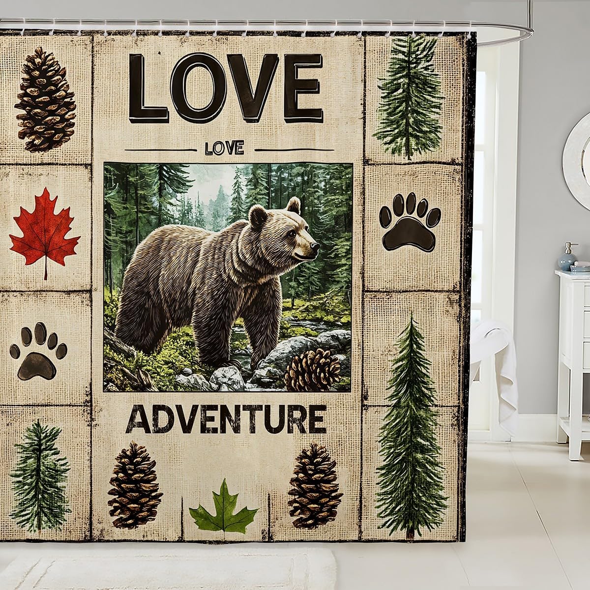 Feelyou Cabin Bear 72x78 Bath curtain