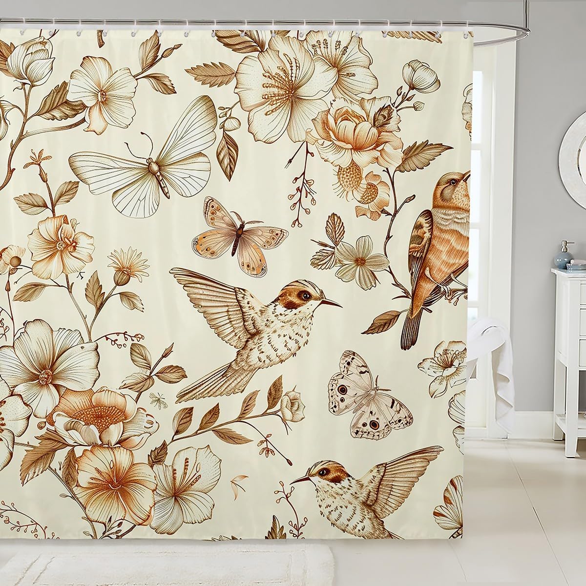 SurpriseAGE Boys Girls Hummingbird tropical shower curtain