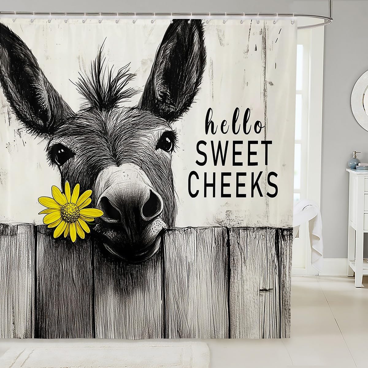 jejeloiu Funny Donkey Shower Curtain Set 1