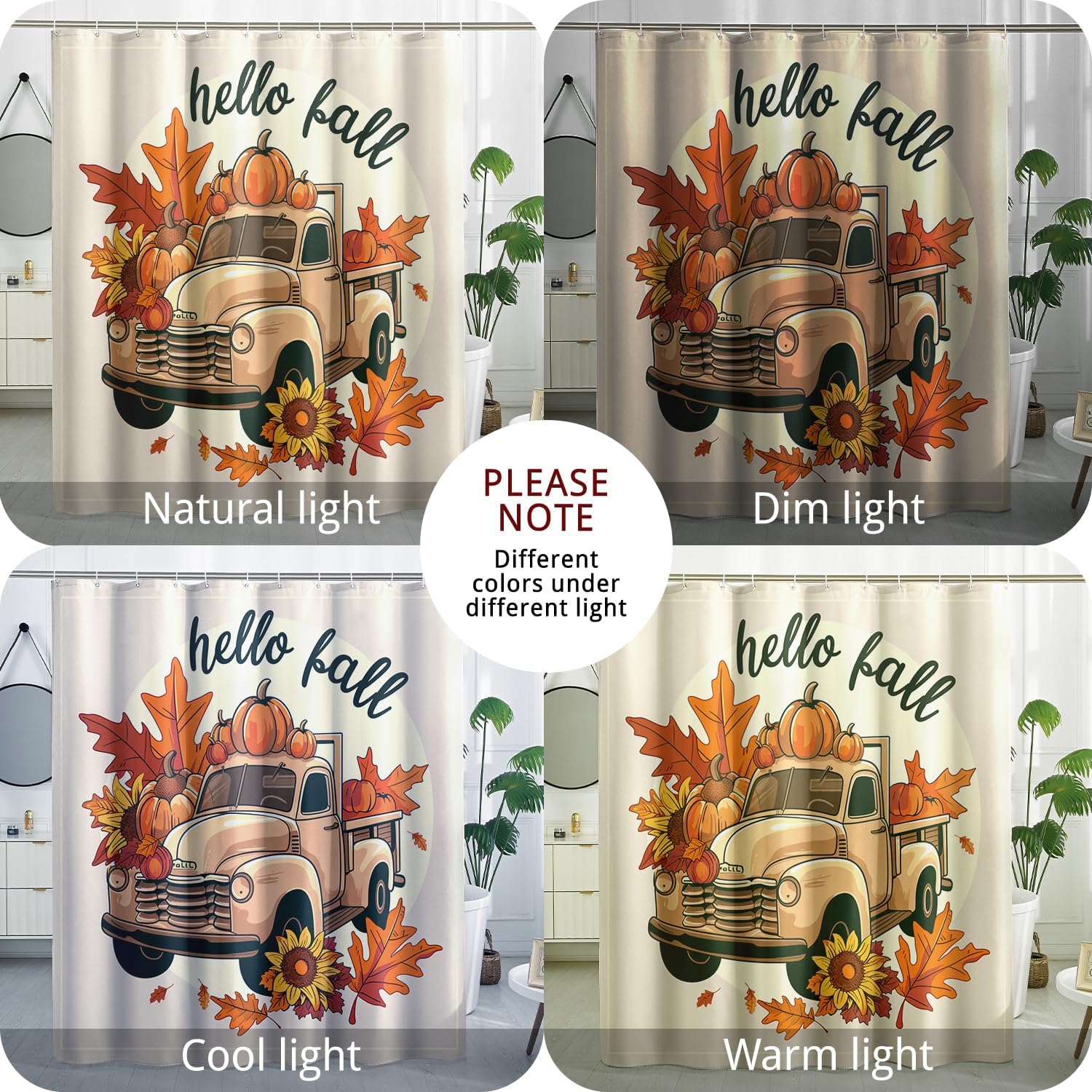Fall Kawaii Autumn shower curtain set 72x72 with unique design