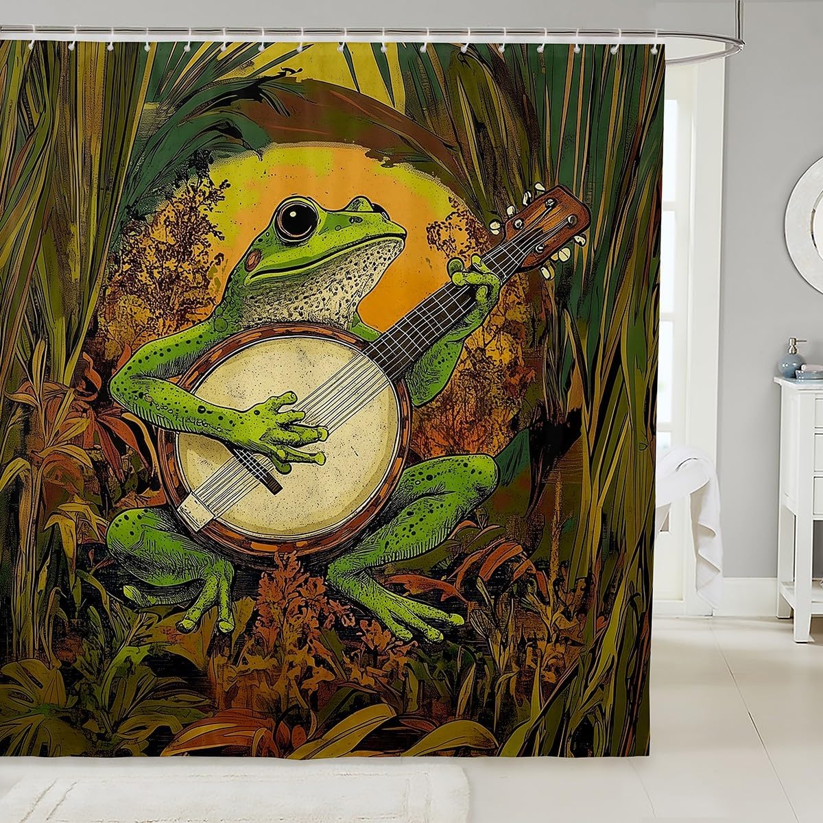 Feelyou Kids Cute Frog Shower Curtain Set