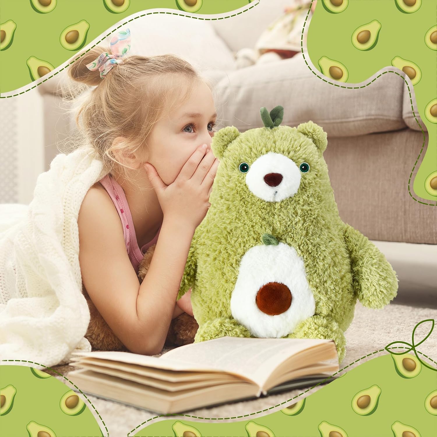 HyDren Avocado Bear Plush Pillow Stuffed Animal