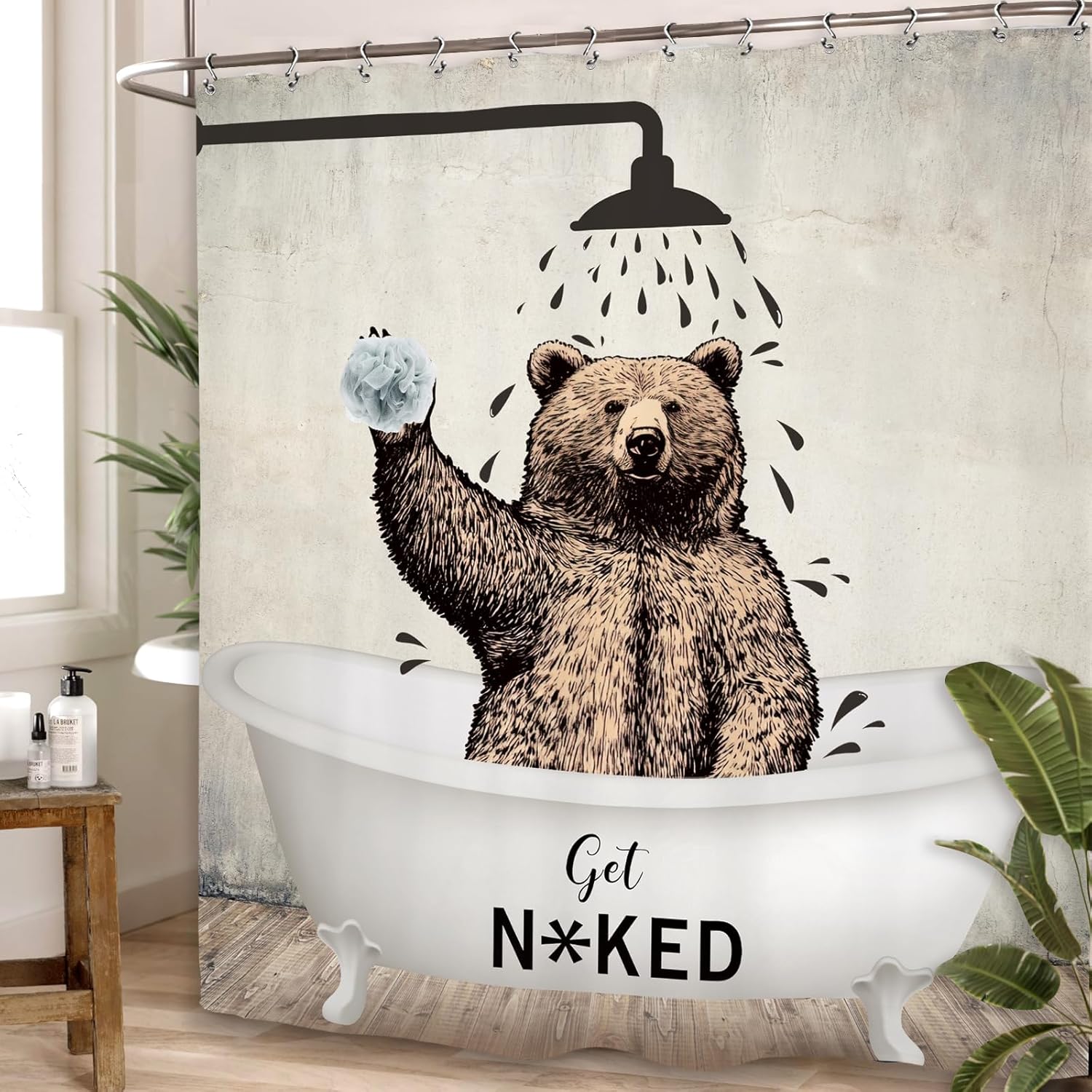 Yookeb Bear Bathroom curtain Rustic design for kids
