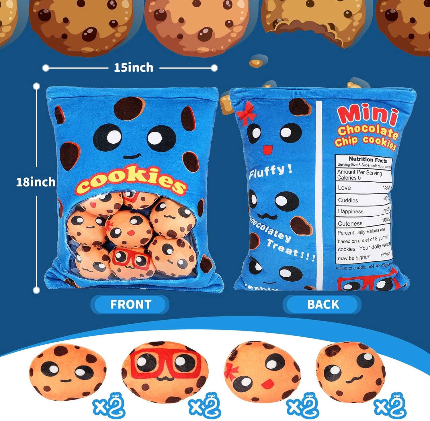 Cute Plush Pillow with Cookies for Fans of Kawaii Comfort