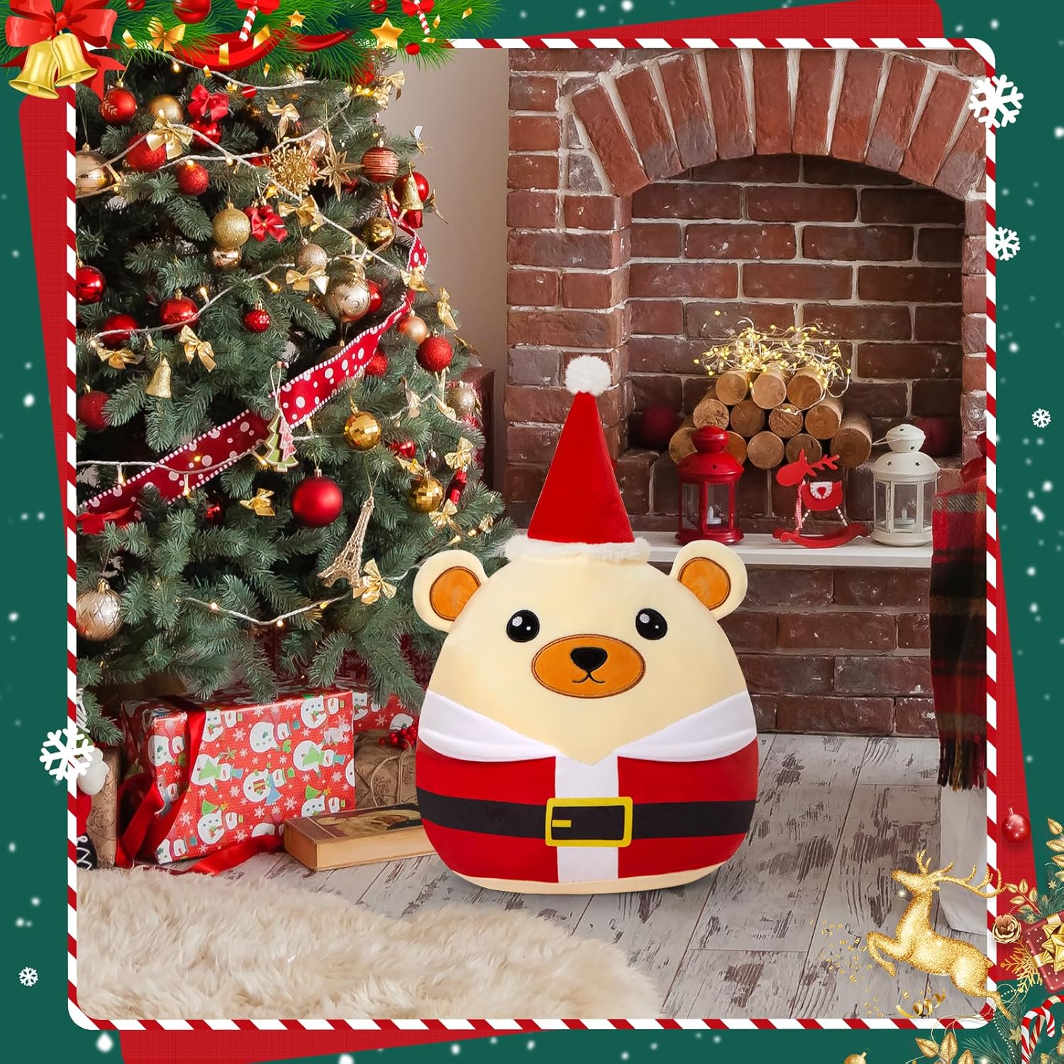 Cozy Bear Christmas Plush Pillow Perfect Cuddle Buddy