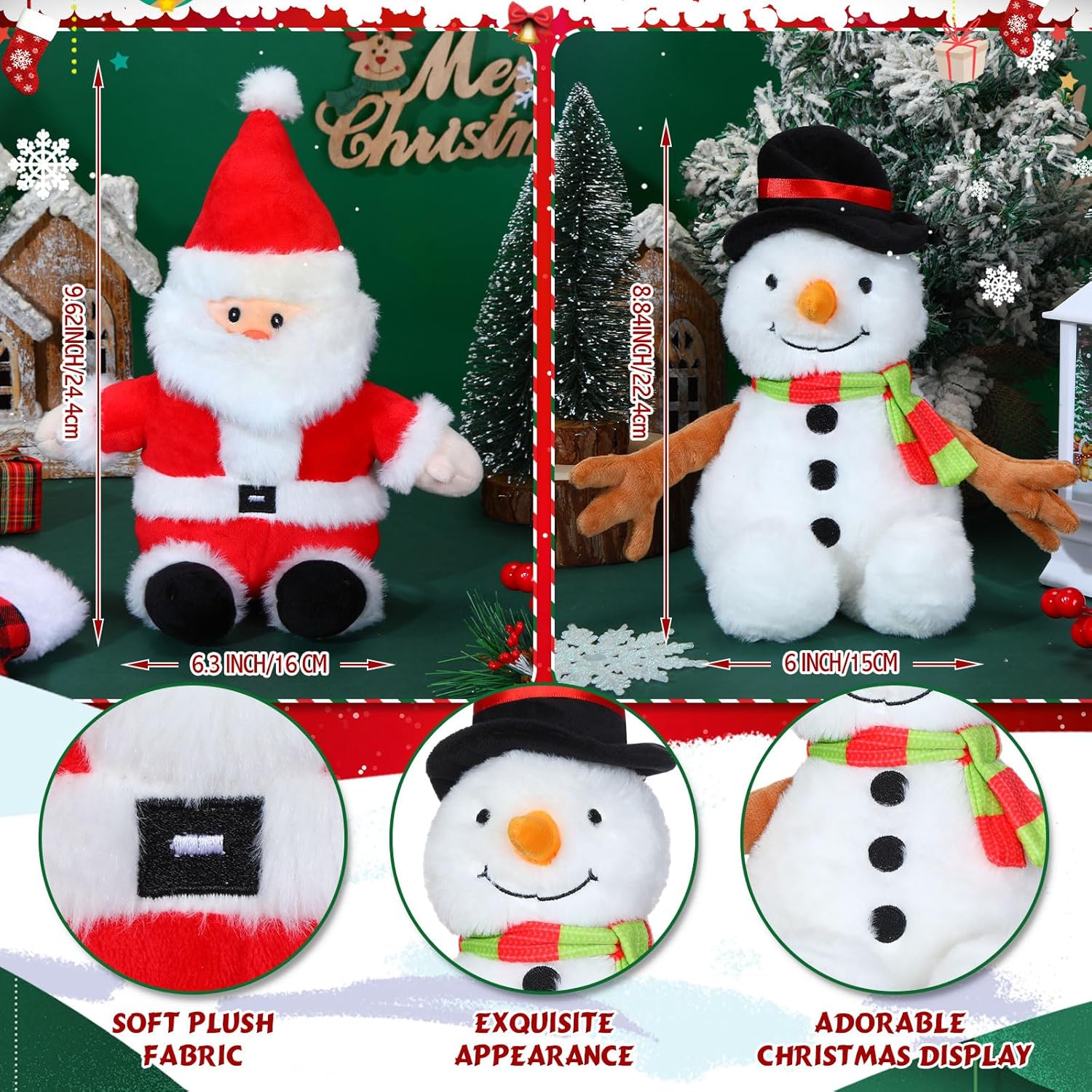 Syhood 4 Piece 9 Inch Christmas Plush Set