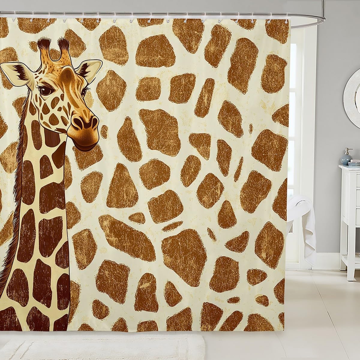 Manfei Giraffe Shower Curtain Set for Kids and Adults 72x72 Inch