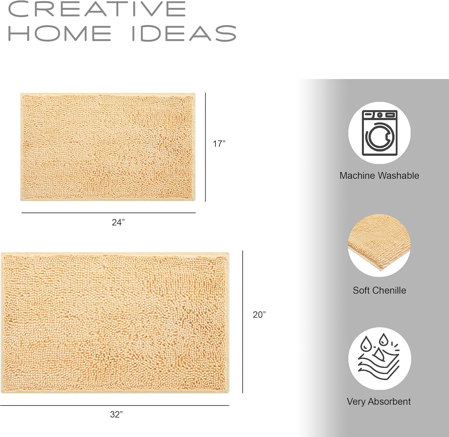 Creative Home Ideas Bath Set Shower Curtains Liners 16-Piece Golden YellowWhiteGrey Ombre
