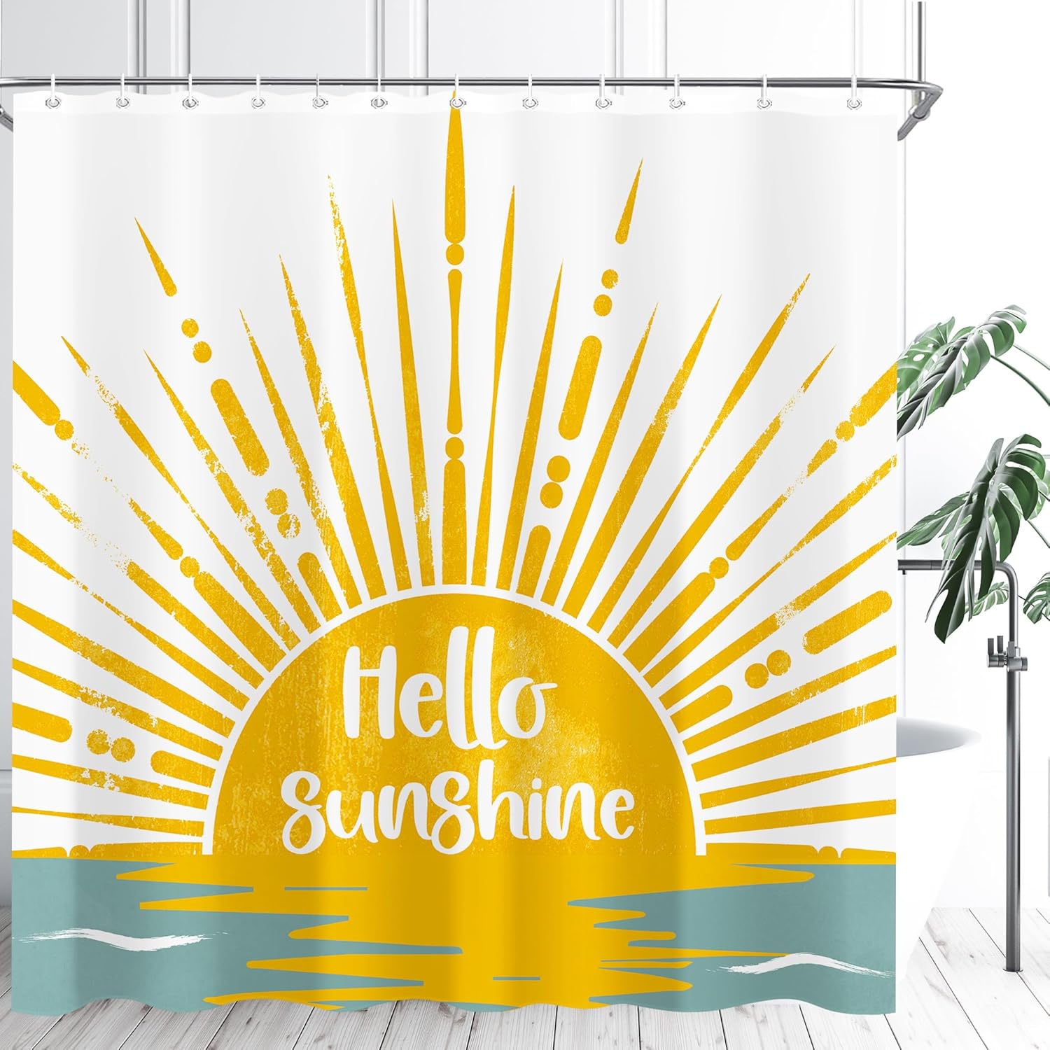 70s Yellow Sun Shower Curtain Set 72X72