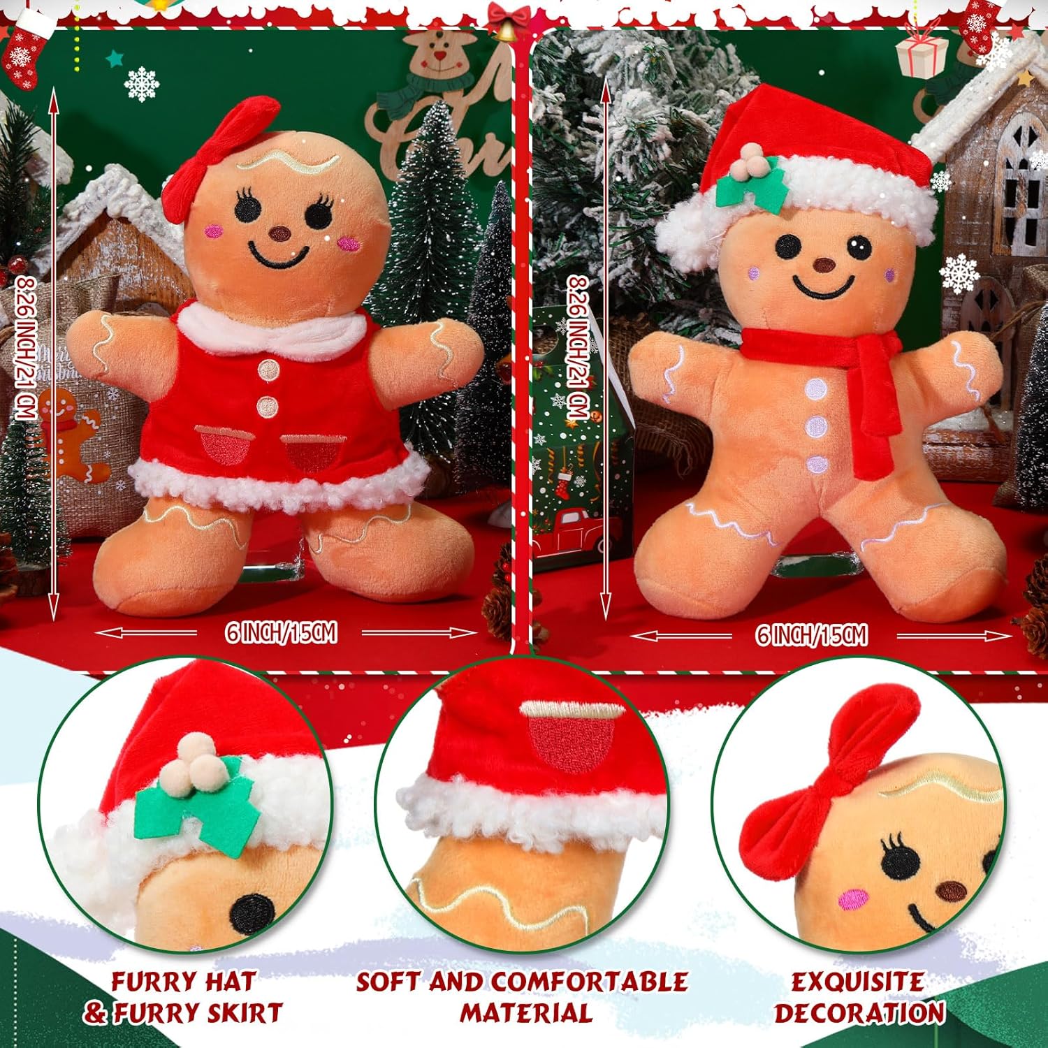 Syhood 4 Piece 9 Inch Christmas Plush Set
