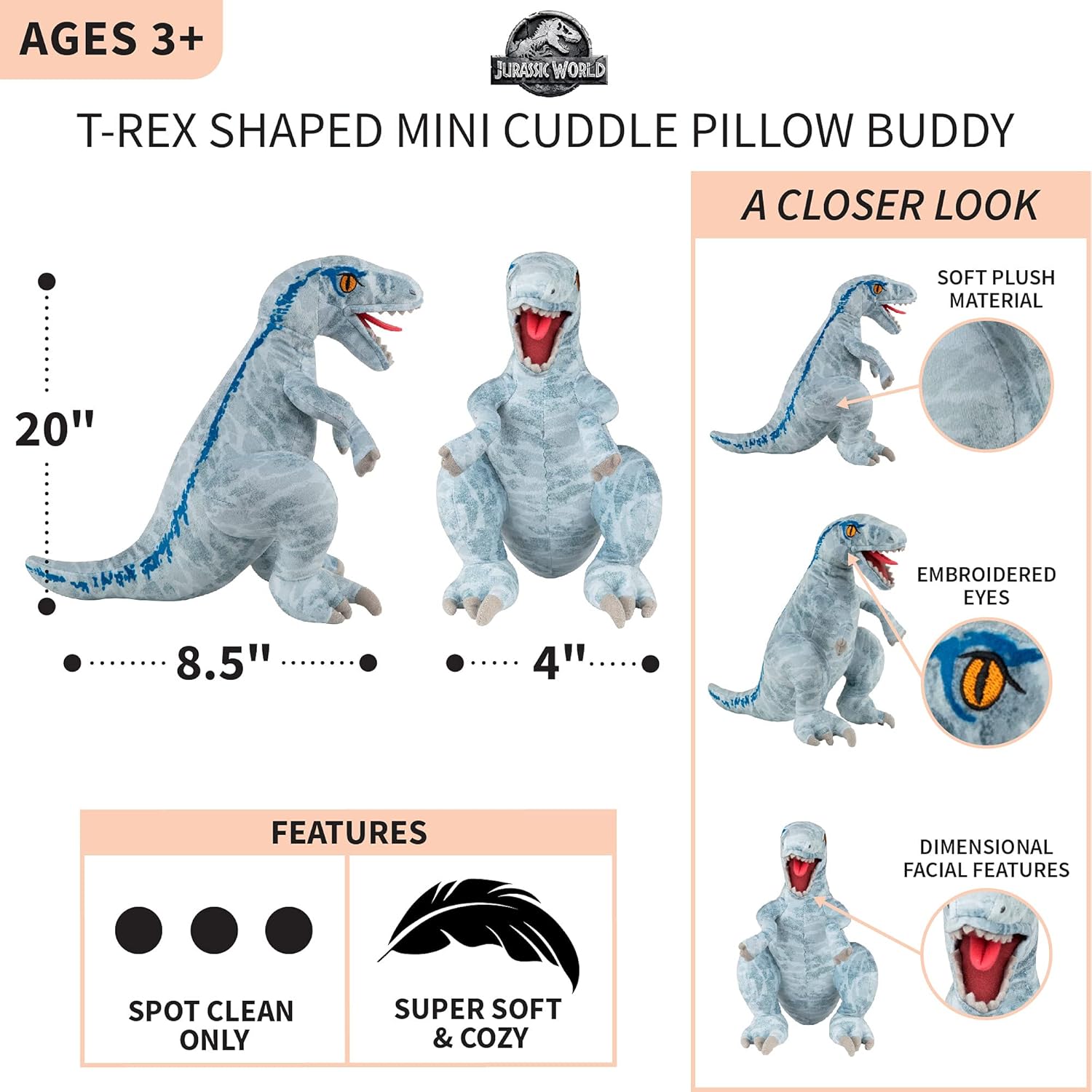 Franco Kids Bedding - Jurassic World T-Rex Cuddle Pillow Buddy