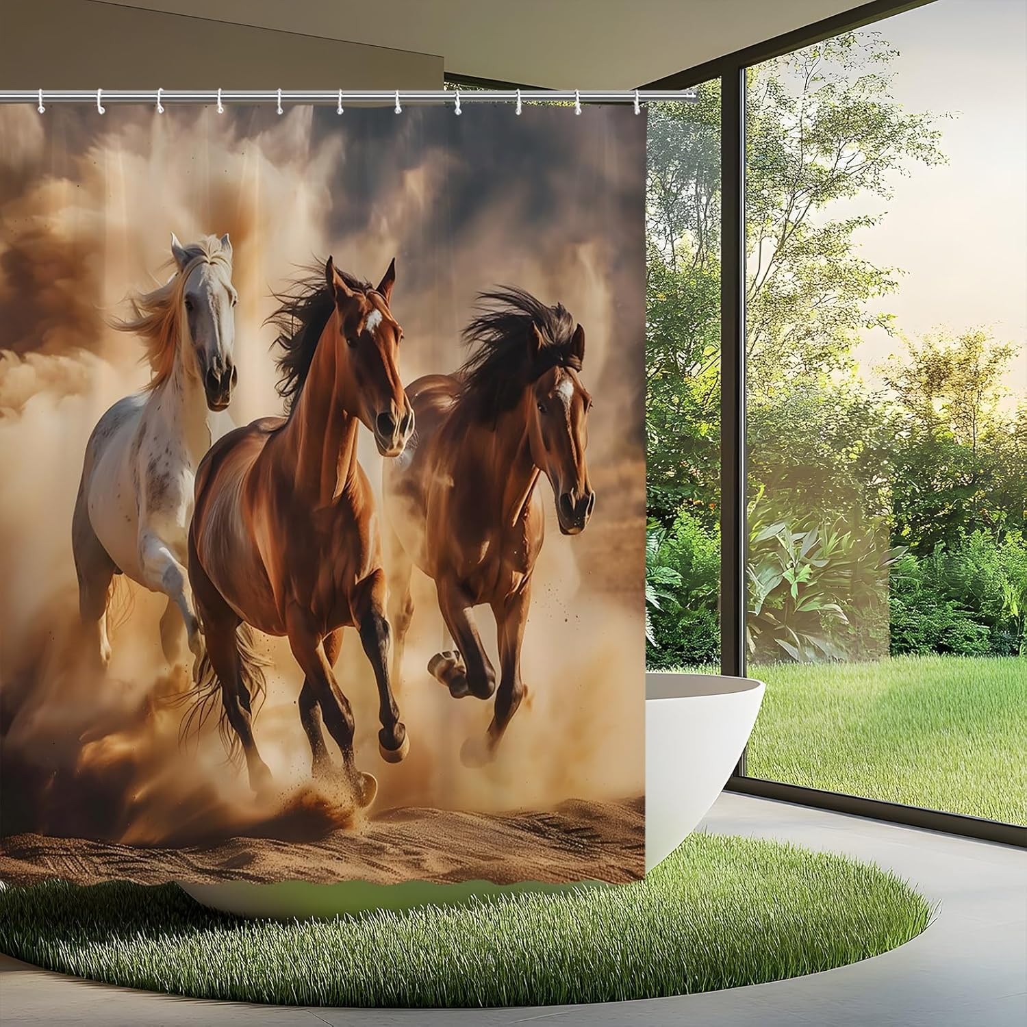 Western Themes Stallion Horse Shower Curtain