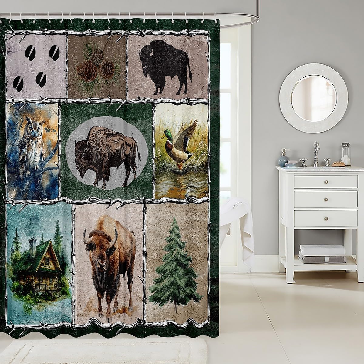 Feelyou Buffalo Bath Curtain 6ft x 6ft