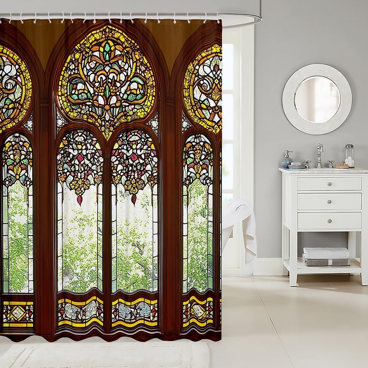 Feelyou Door Print Shower Curtain 72inx72in