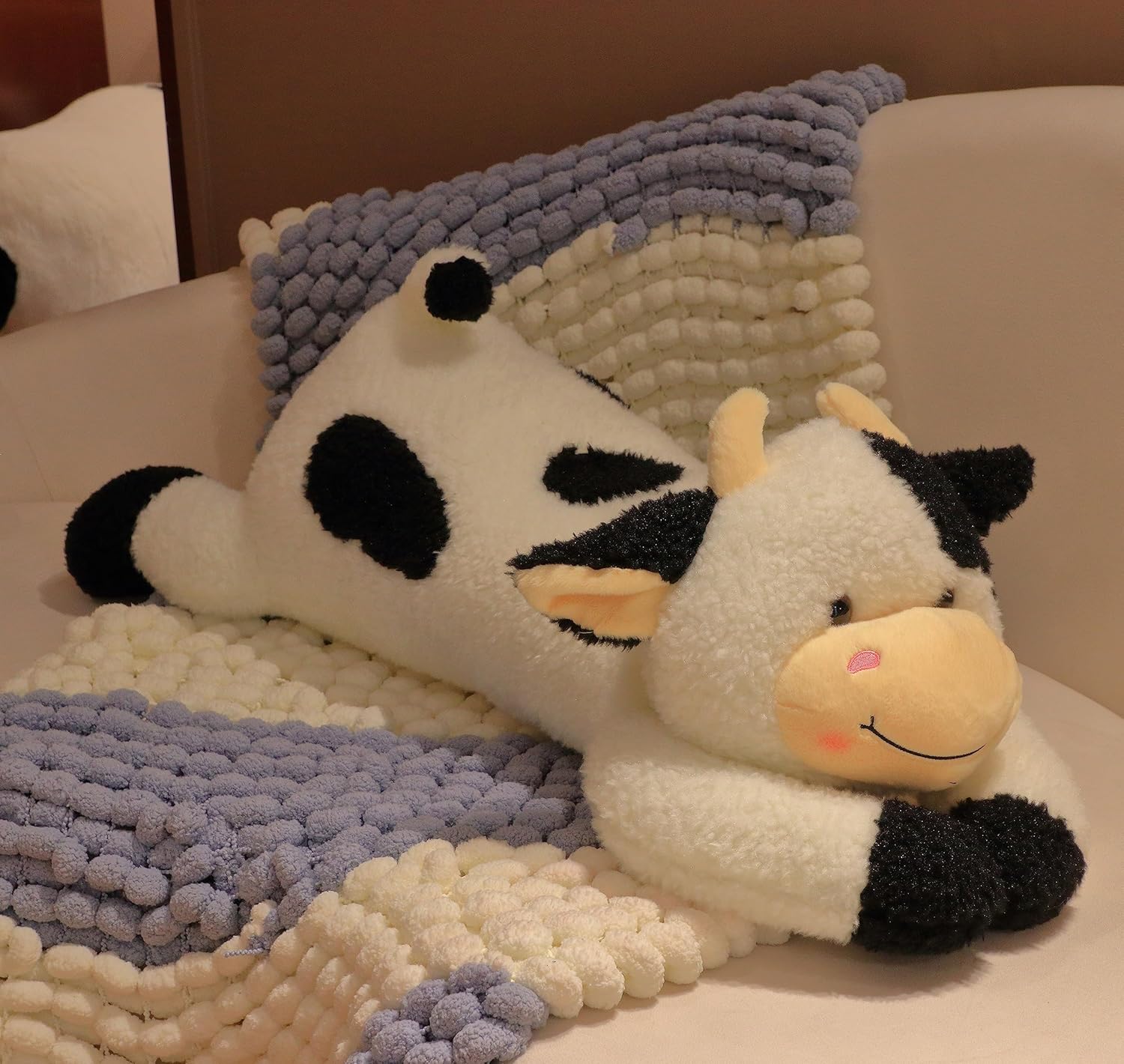 Big Cuddly Cow Pillow for Kids Adults